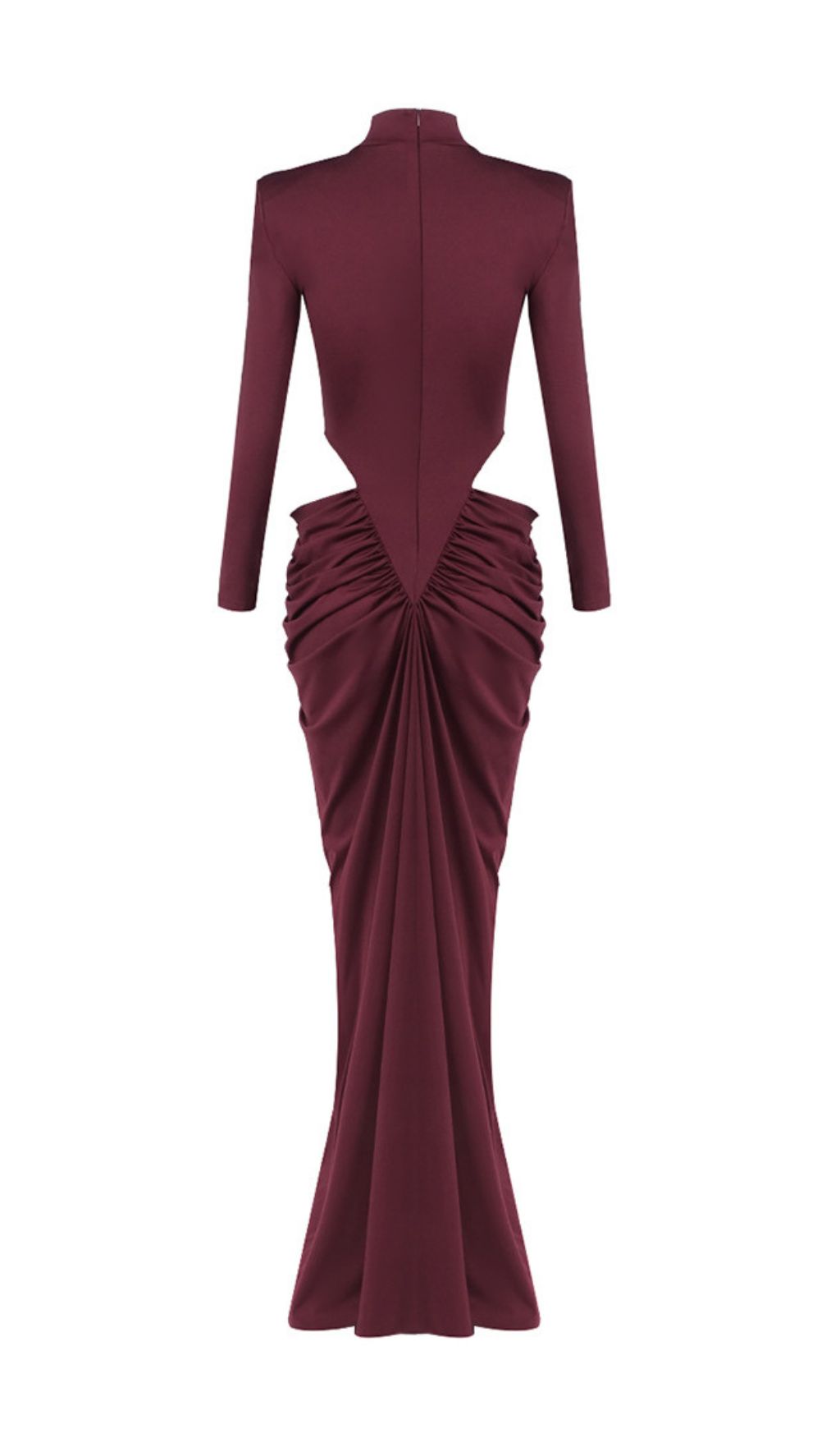 6d3c98239c95343f6e7bc13ce523ea41.jpg Fashionslee Women Jera Wine Long Sleeve Ruched Maxi Dress
