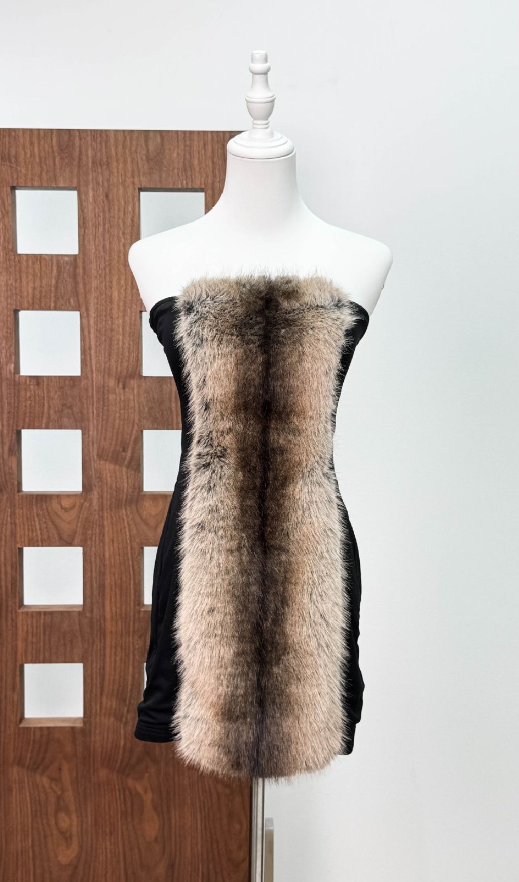 Fashionslee Women Inza Strapless Faux Fur Mini Dress