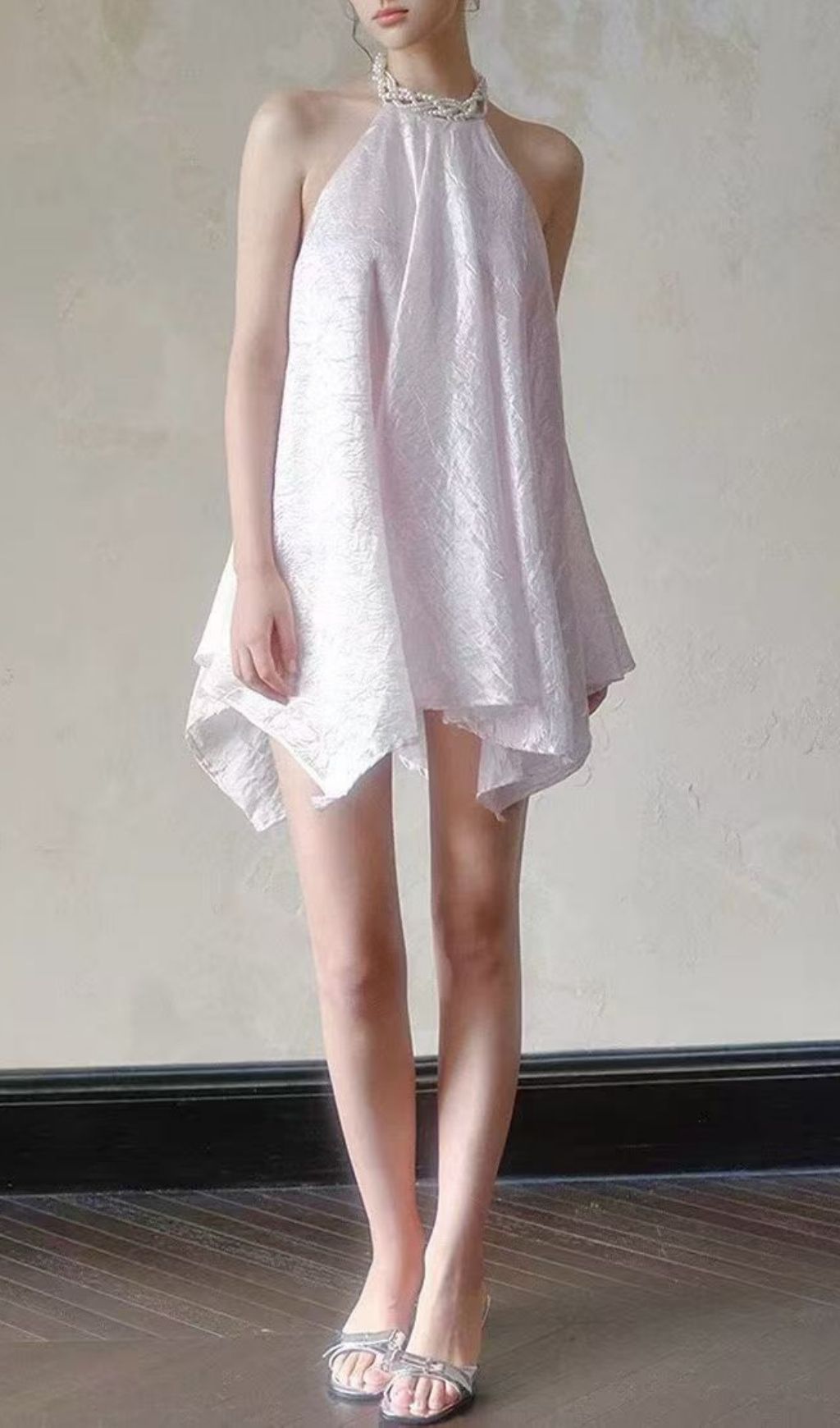 Fashionslee Women Sorex Open Back Pearl Mini Dress