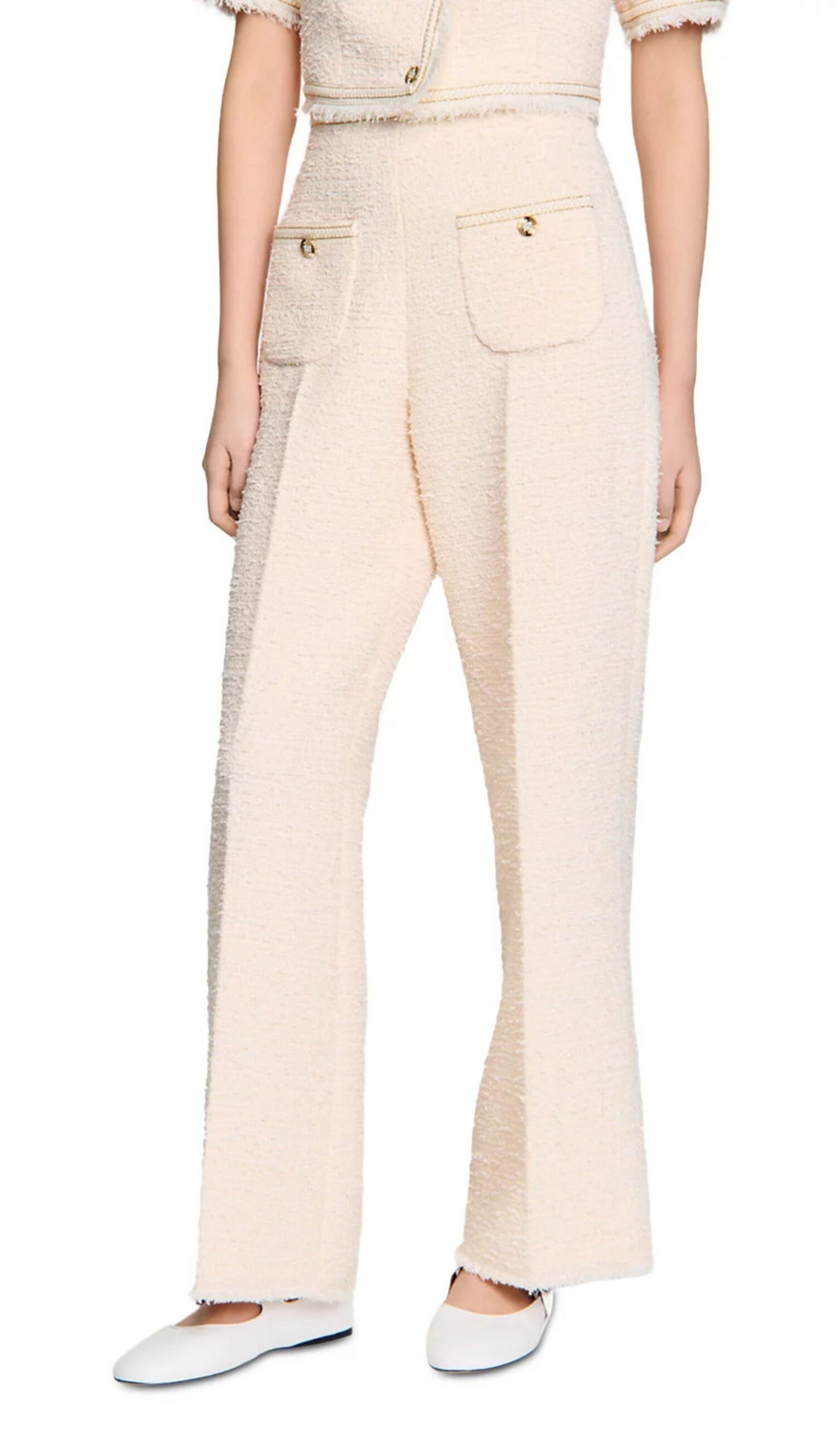 Fashionslee Women Decorative Tweed Trousers