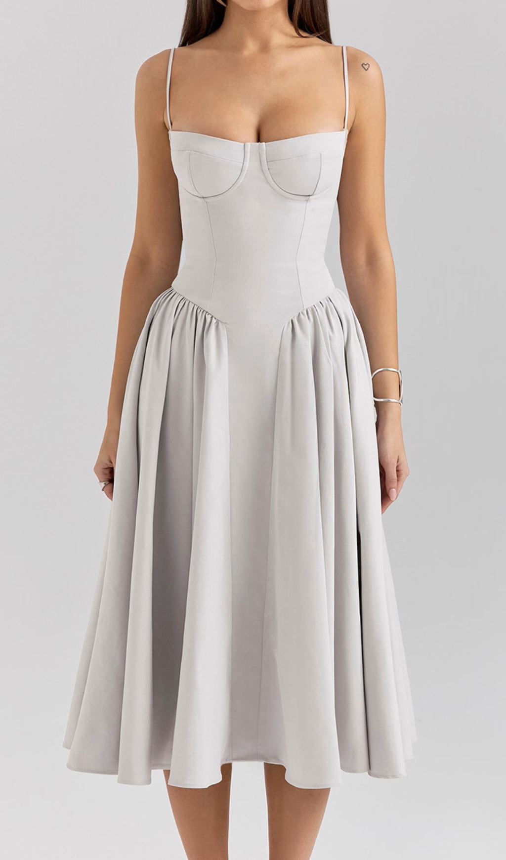 6df63f3d1c16047fd3d852de340ebb15.jpg Fashionslee Women Dextra Grey Strappy Midi Dress
