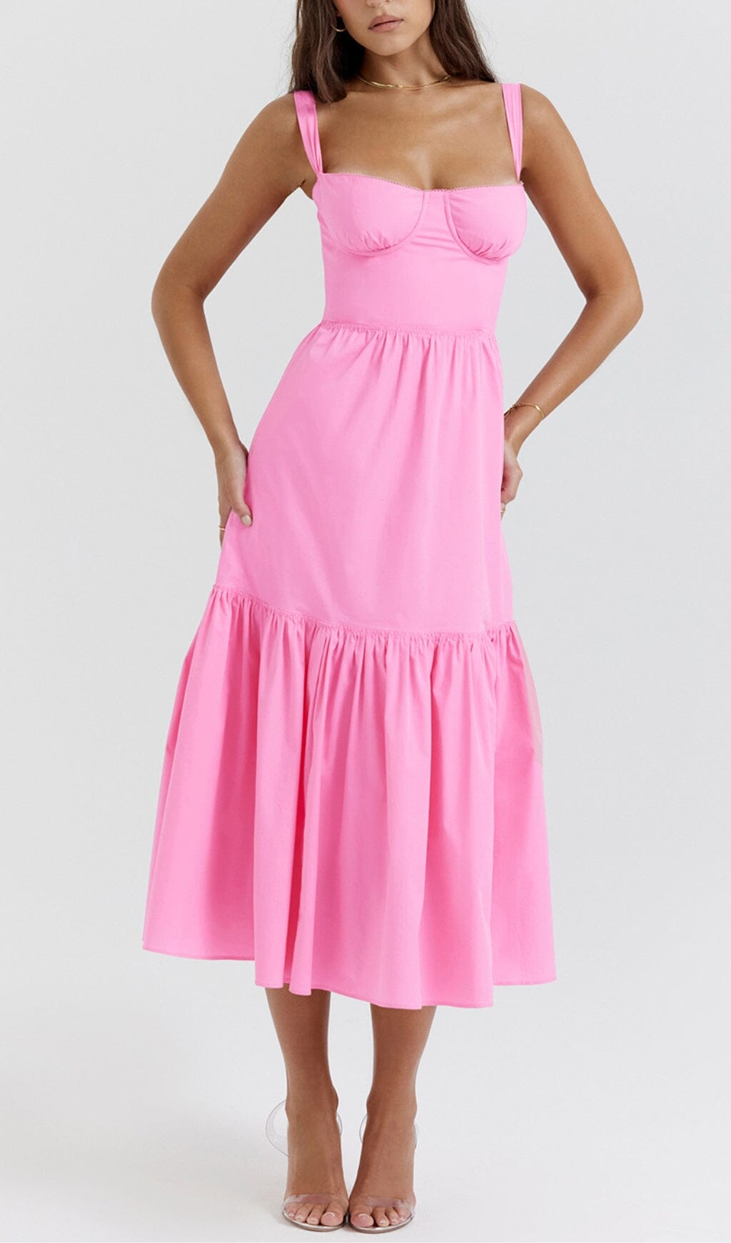 6e443d691cbc5eea3b375fc59b0a946f.jpeg Fashionslee Women French Pink Midi Sundress