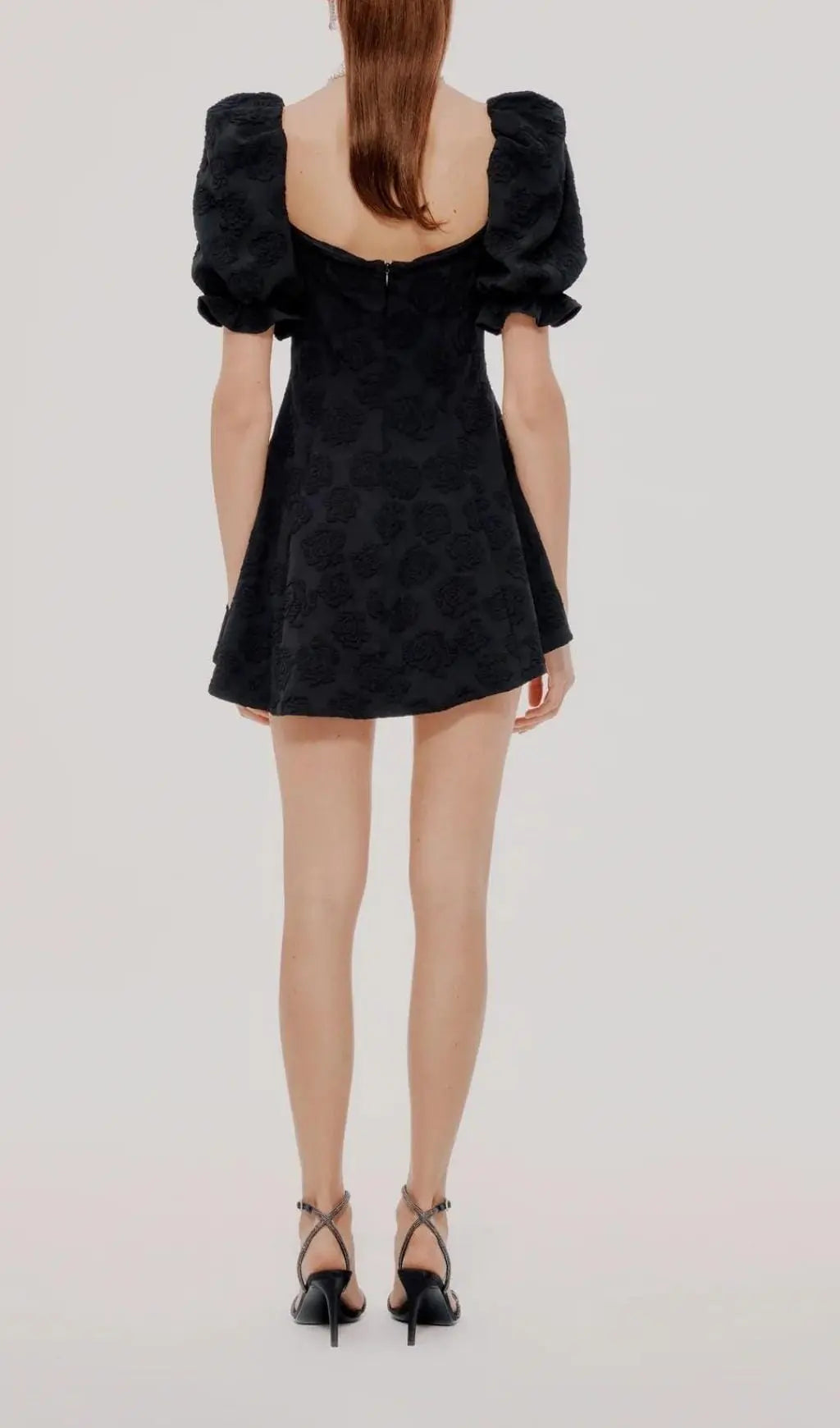 Fashionslee Women Diamond Floral Backless Mini Dress In Black