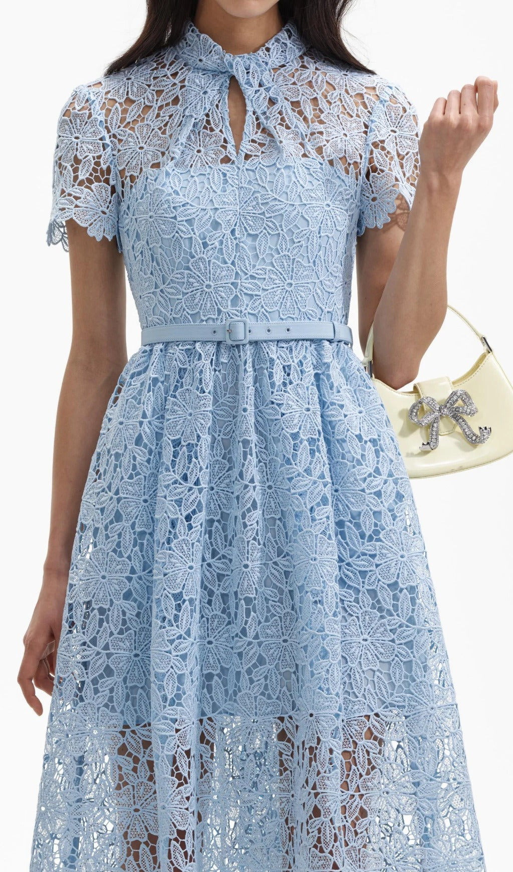Fashionslee Women Ariah Blue Lace A Line Midi Dress