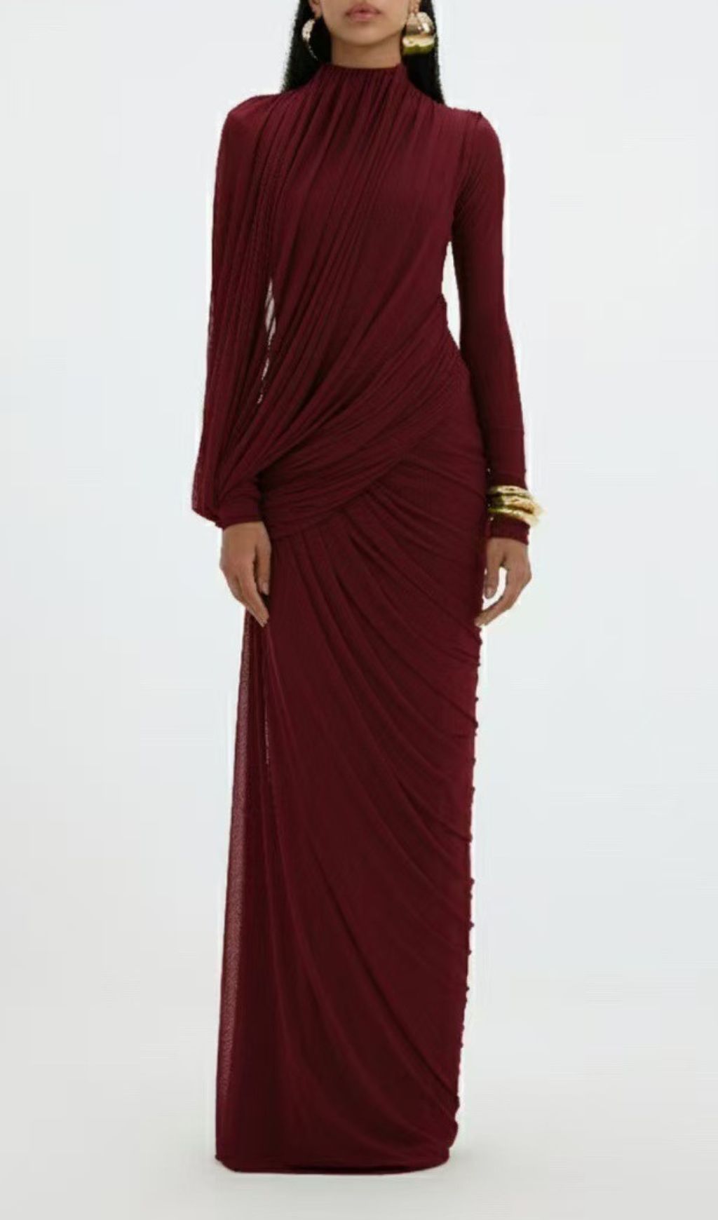 6ea5658a7a1e856c5b158697ca6585e4.jpg Fashionslee Women Johnda Ruched Long Sleeve Maxi Dress