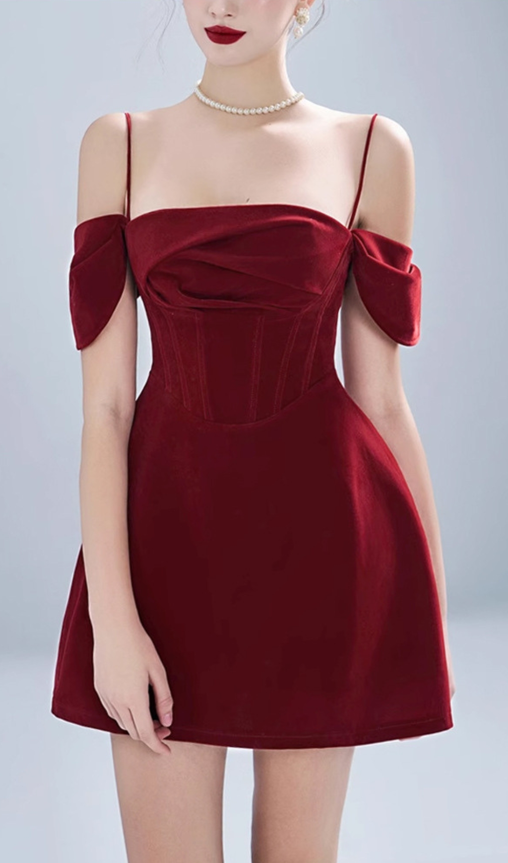 6eb8225315a9b17fc71577879f0b32bf.jpg Fashionslee Women Canice Red Ruched Corset Mini Dress