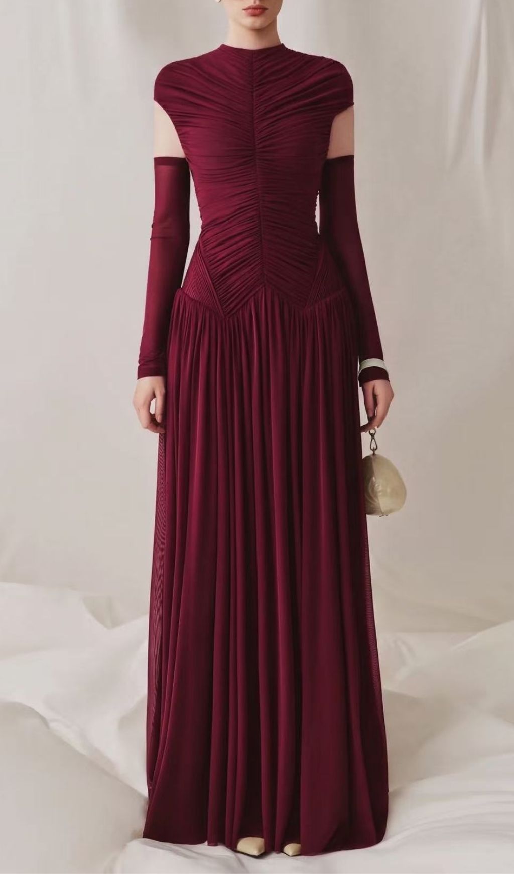 Fashionslee Women Kiele Wine Ruched Maxi Dress