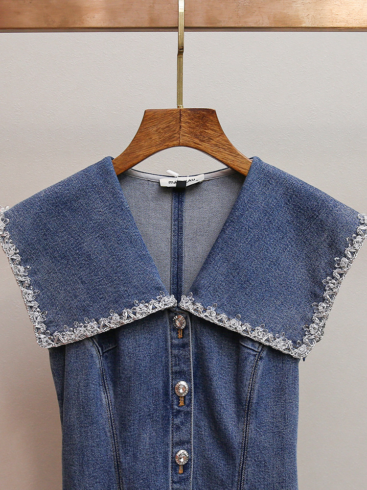 Fashionslee Women Havika Blue Embellished Denim Mini Dress