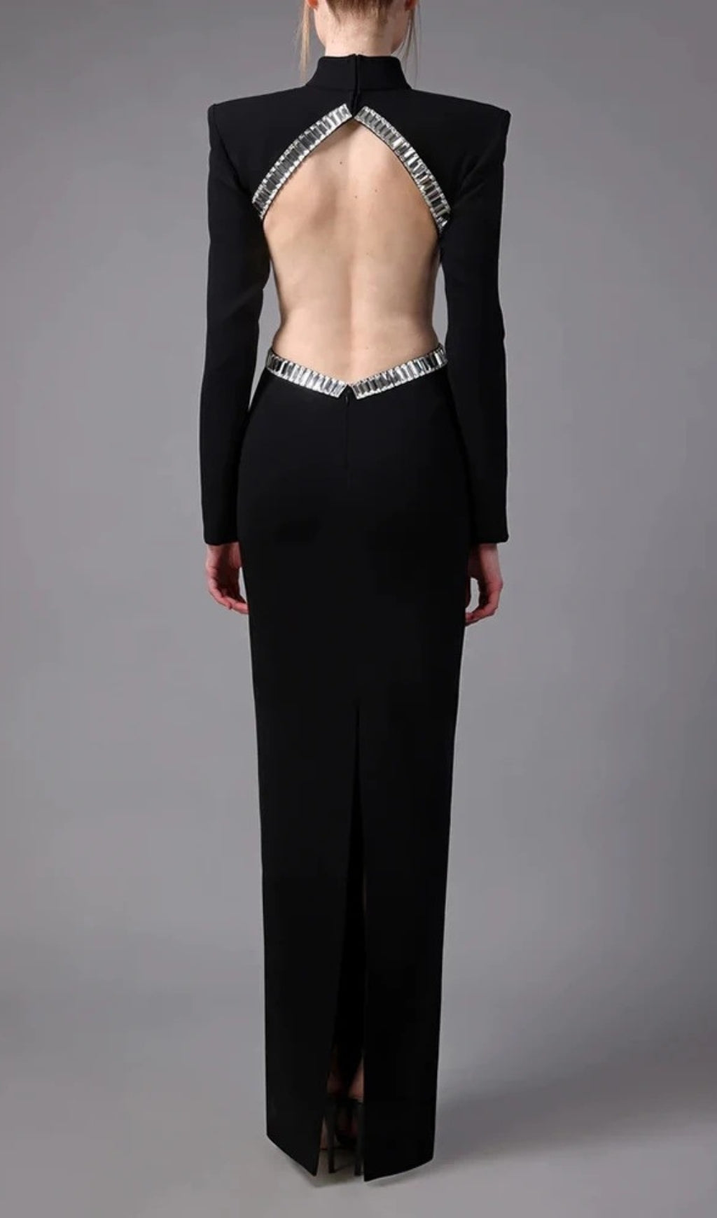 Fashionslee Women Annika Crepe Gown With Crystal Cutouts