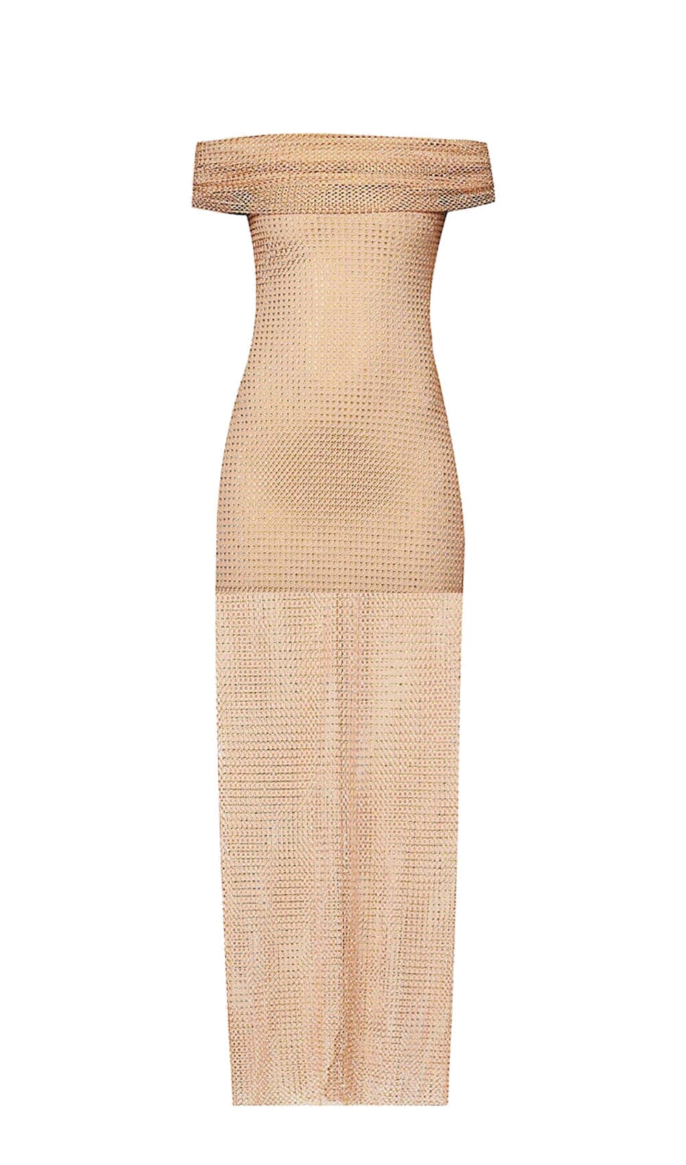 BROWN OFF SHOULDER FISHNET MAXI DRESS VIRAL - OWNCI BROWN OFF SHOULDER FISHNET MAXI DRESS VIRAL - OWNCI