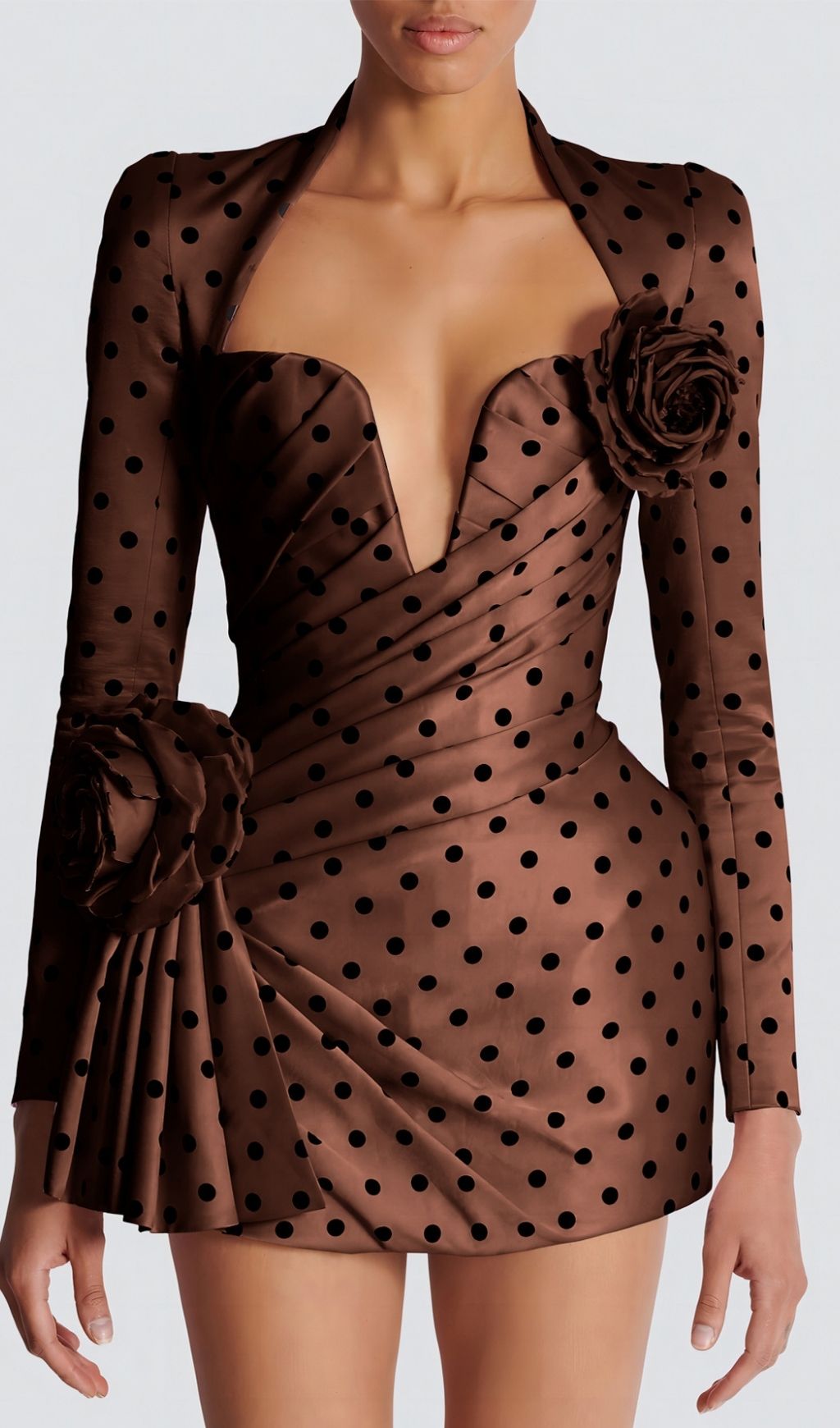 Fashionslee Women Polka Brown Dots Short Printed Dress