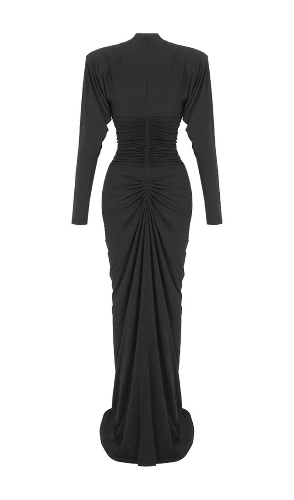 6f65336e645b75ed99bace2e683bebde.jpg Fashionslee Women Katalina Black Diamante Long Sleeve Ruched Maxi Dress