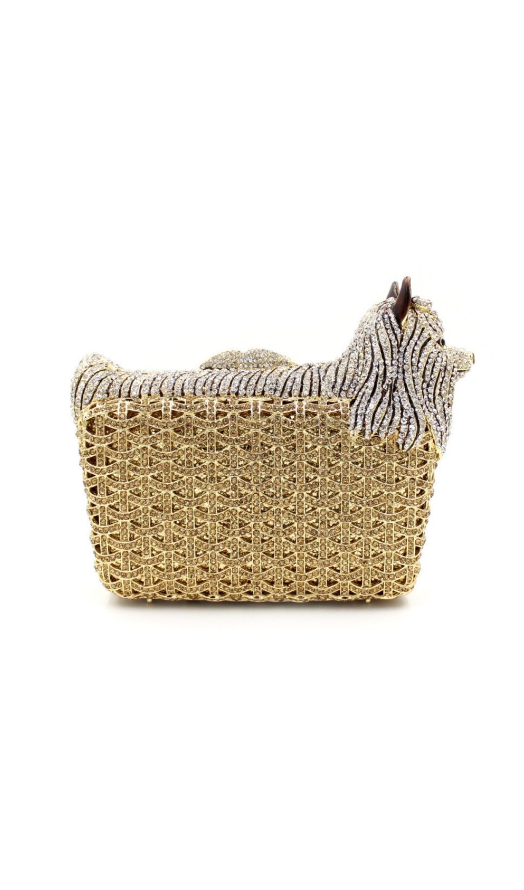 Fashionslee Women Khamani Gold Dog Diamante Bag
