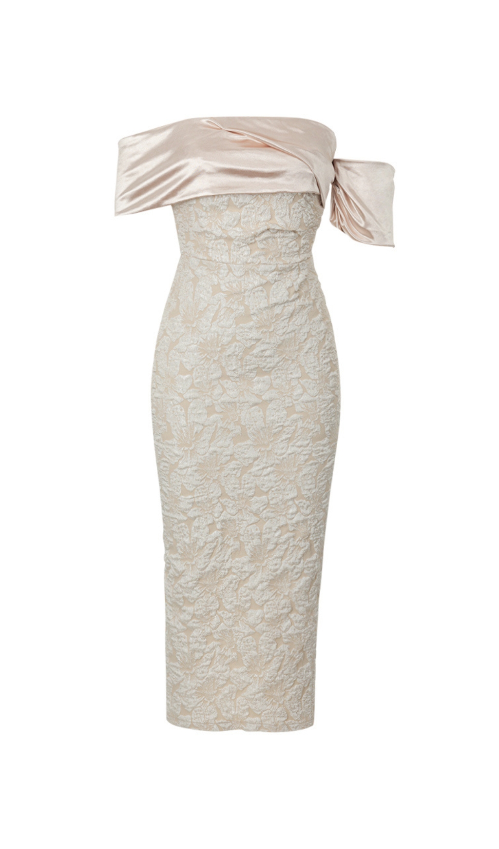 OFF-SHOULDER TRENDING JACQUARD MIDI DRESS - OWNCI OFF-SHOULDER TRENDING JACQUARD MIDI DRESS - OWNCI