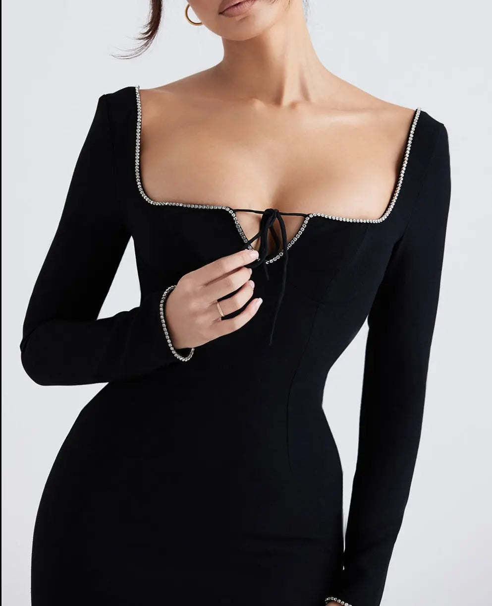 6fa10196e27a71a197089722a6b2878d.jpeg Fashionslee Women Black Crystal Embellished Maxi Dress