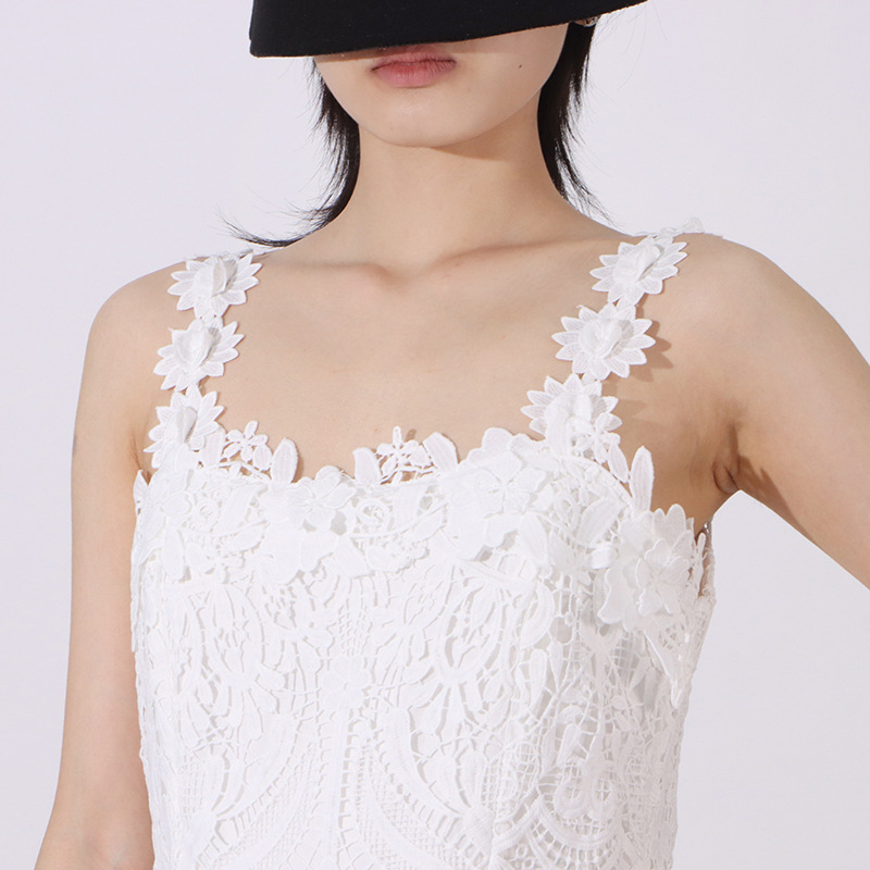 VINTAGE WHITE EMBROIDERY MAXI DRESS - OWNCI VINTAGE WHITE EMBROIDERY MAXI DRESS - OWNCI