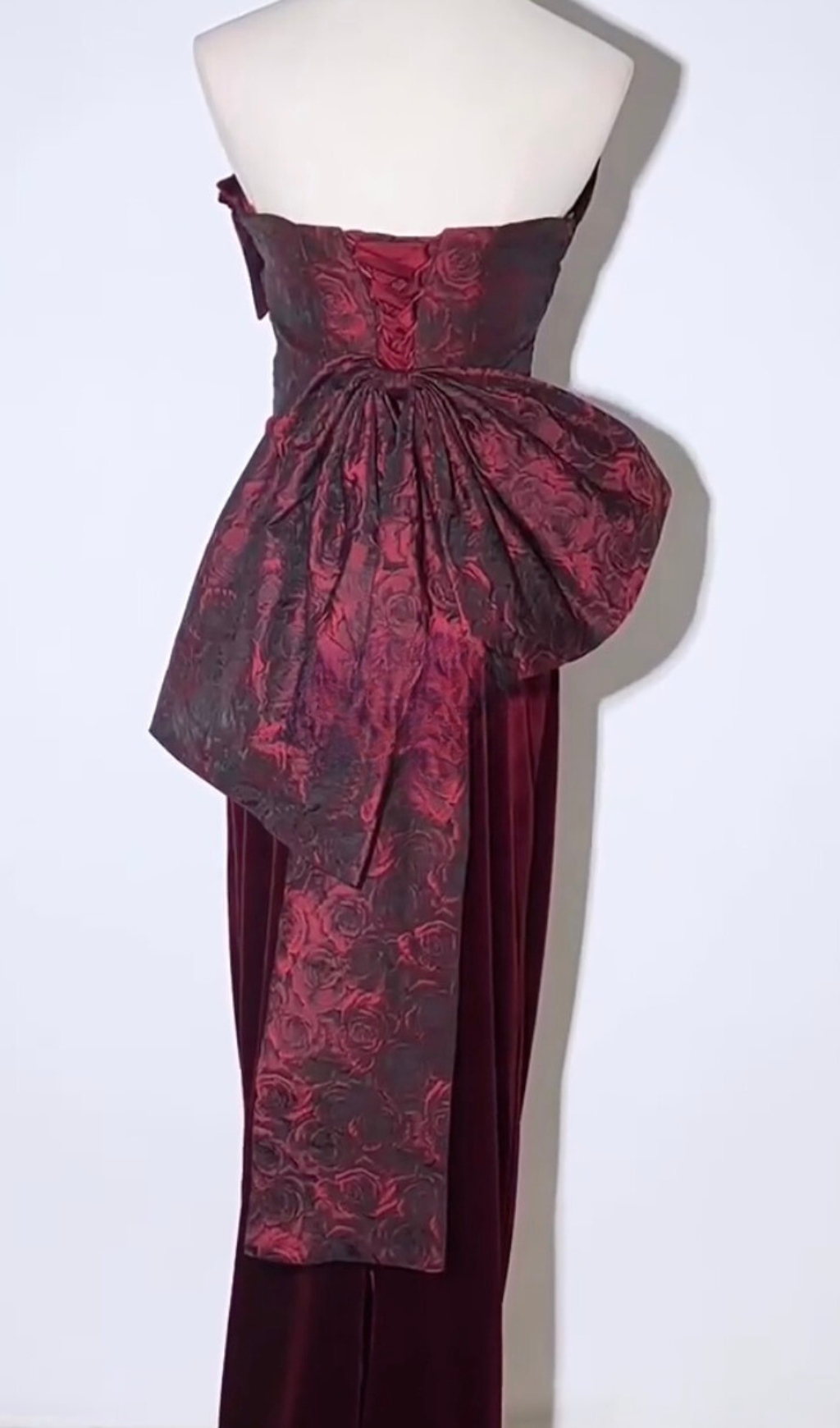 Fashionslee Women Chainey Wine Flower Velvet Maxi Dress