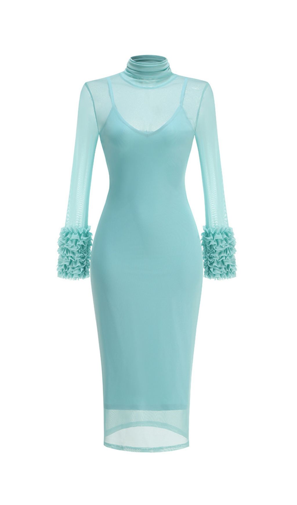 6faa8b4251228f513c3cce72c0546d8d.jpg Fashionslee Women Fabunni Long Sleeve Mesh Midi Dress