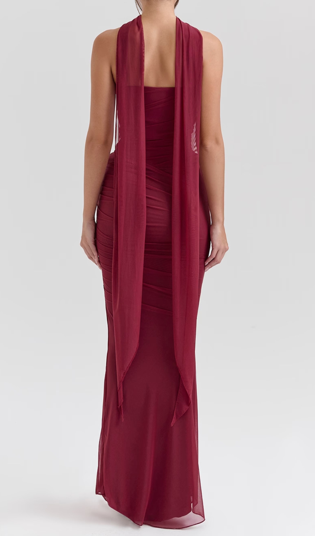 Fashionslee Women Barbie Wine Corset Top Fluted Hem Maxi Dress