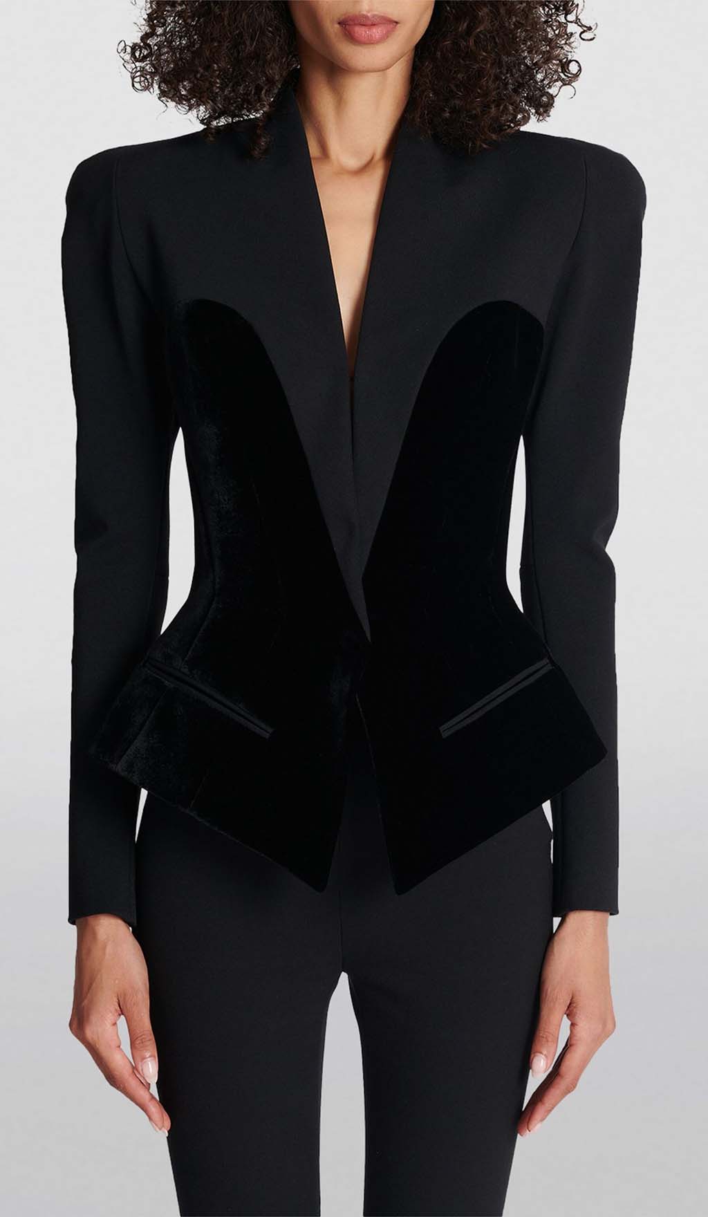 6fc1c5620c3f50f9afd7374c9ff8abc9.jpeg Fashionslee Women V Neck Two Pockets Blazer In Black