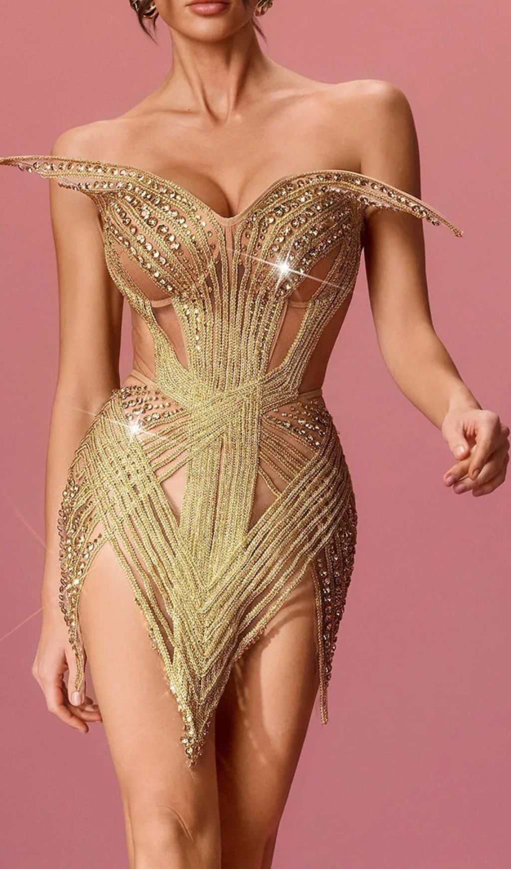STRAPLESS RHINESTONE MINI DRESS VIRAL - OWNCI