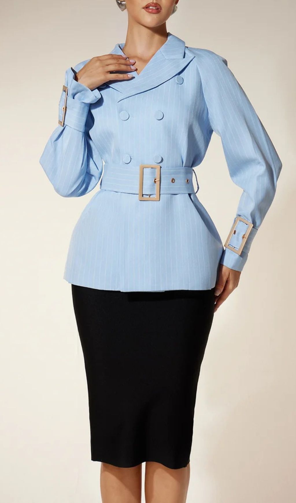 7010069f1d51274a00c00ba7ba74f4b1.jpg Fashionslee Women Elana Double Breasted Blazer