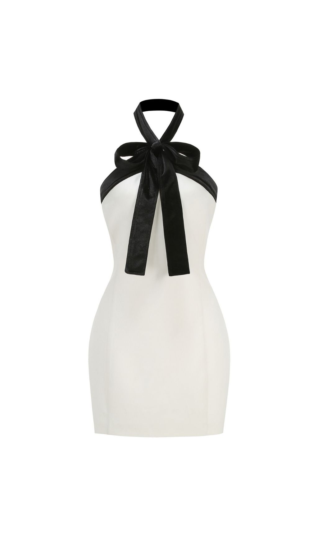 70650cac5b7ef530750c492f70f9390a.jpg Fashionslee Women Fortunata Halter Neck Velvet Bow Mini Dress