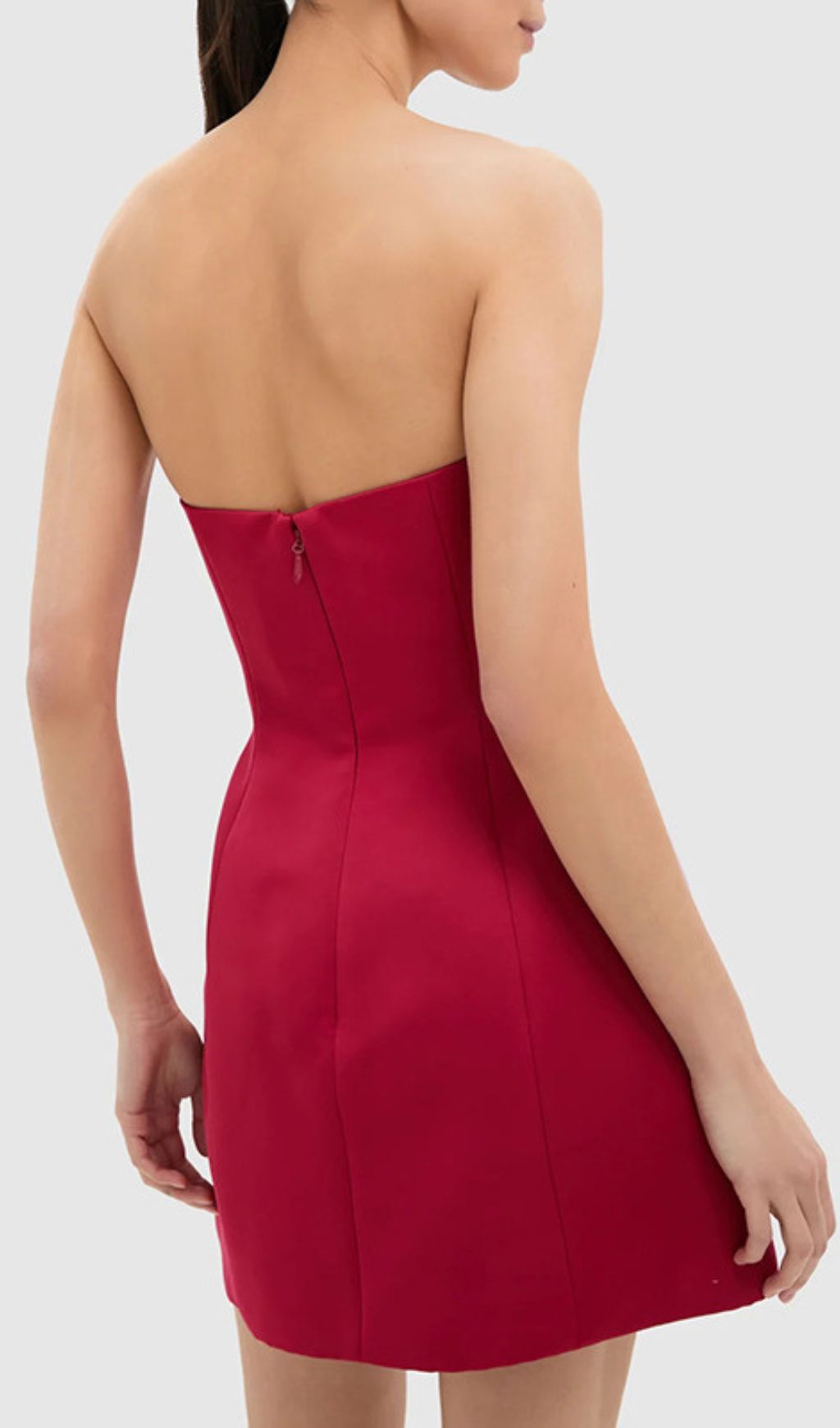 Fashionslee Women Huy Rose Red Strapless Flower Mini Dress