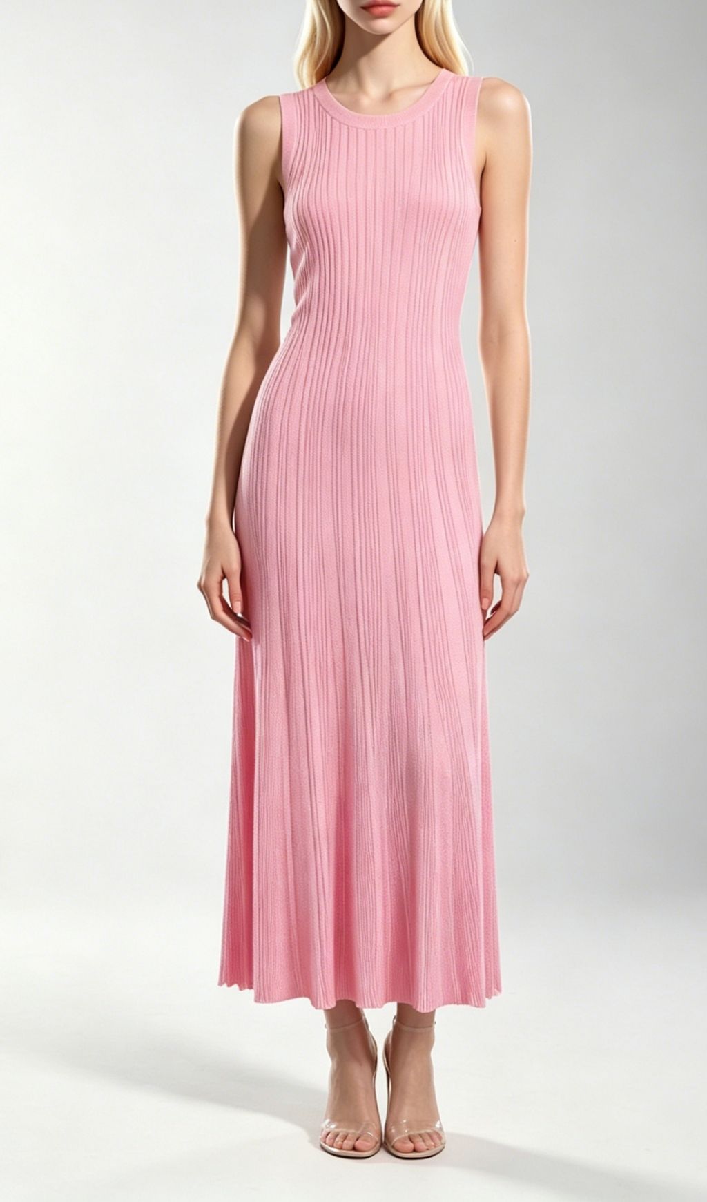 Fashionslee Women Kiandra Pink Sleeveless Knit Maxi Dress
