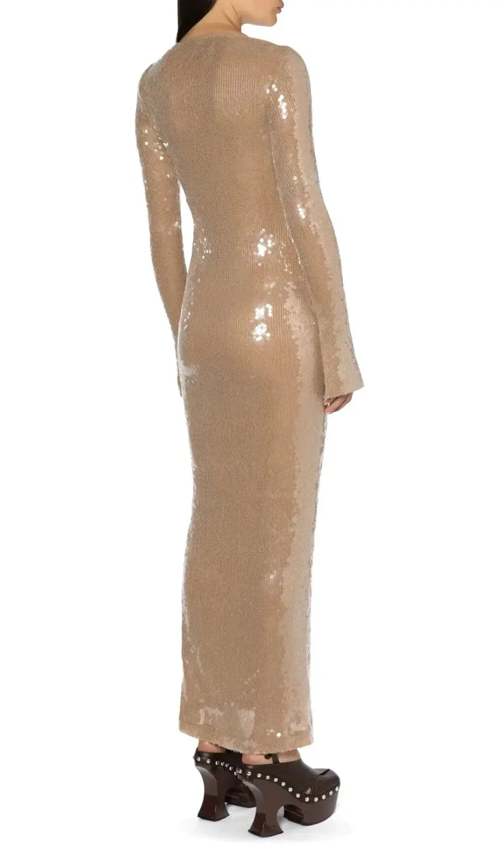 Fashionslee Women Ardelle Khaki Sequin Maxi Dress