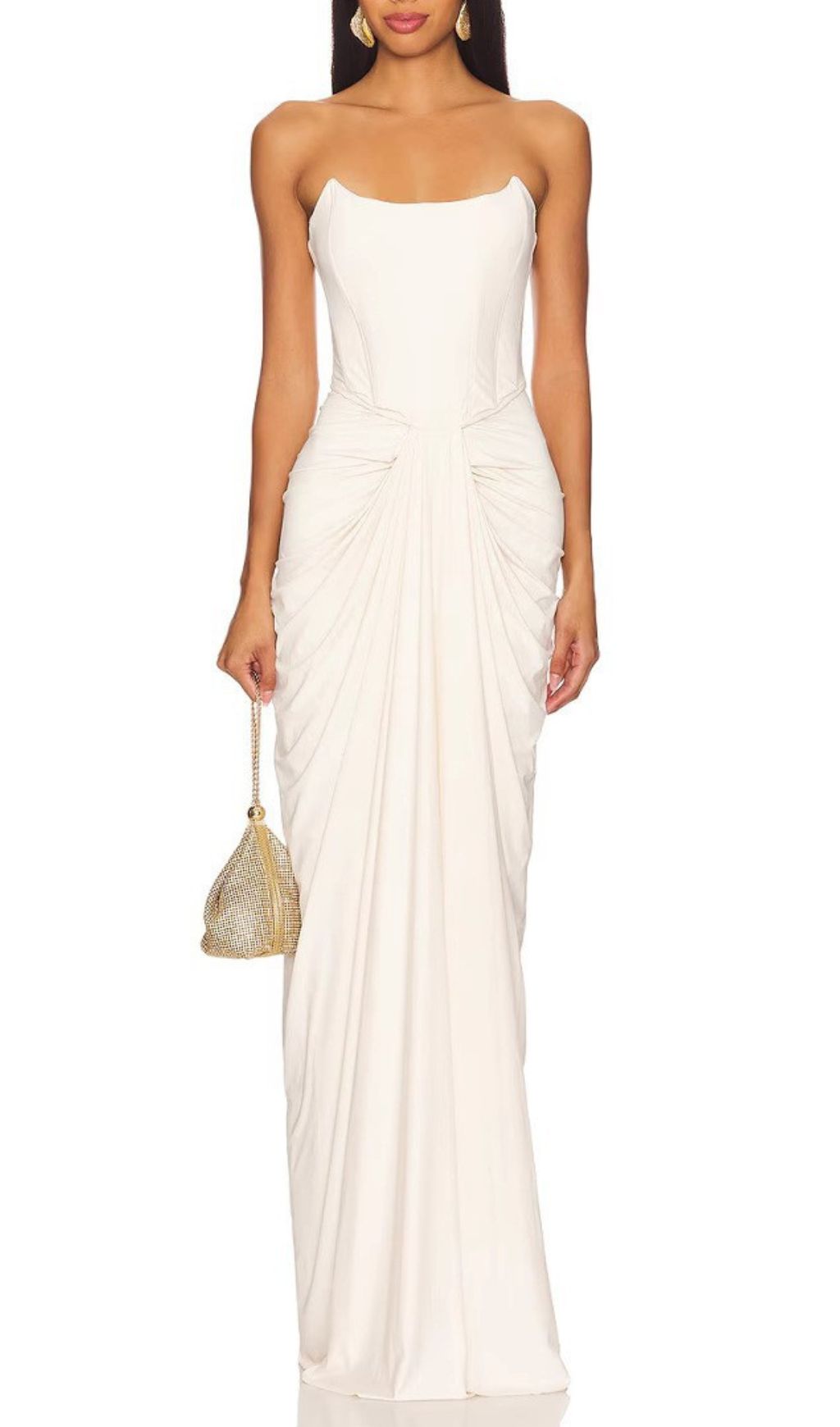 Fashionslee Women Fabiana White Corset Maxi Dress