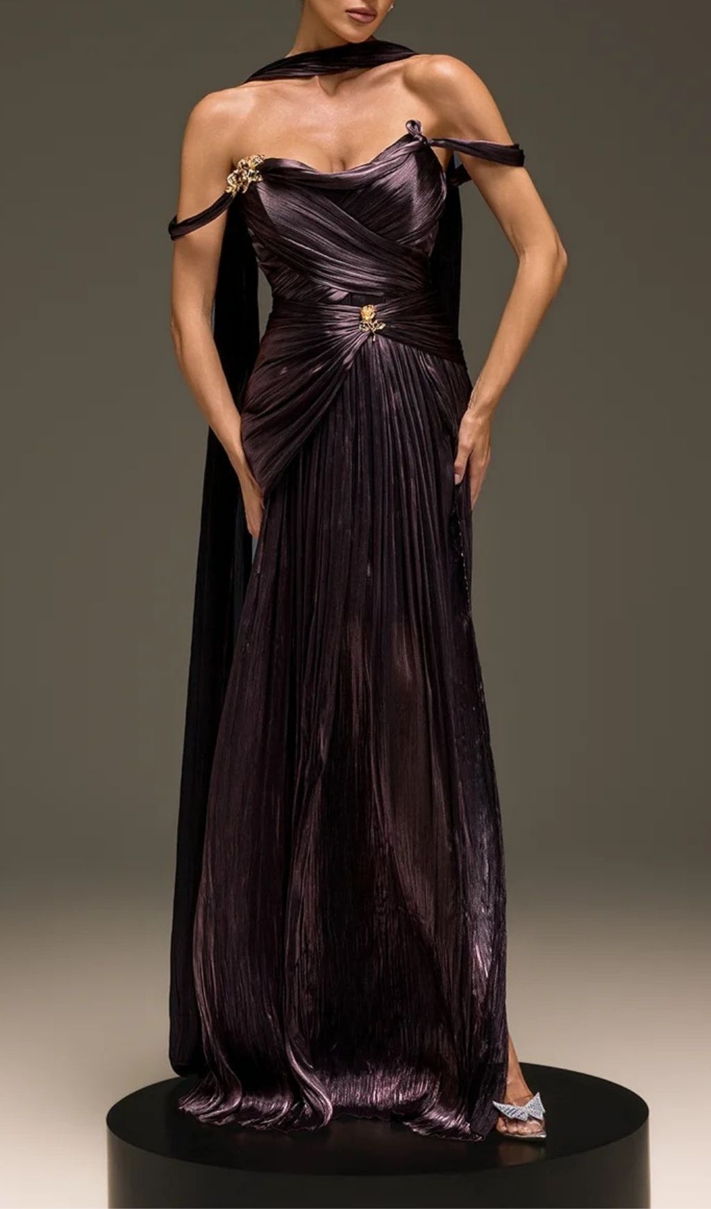 7142ddbf9c57357e014fd6b038ec4634.jpg Fashionslee Women Torvayne Off Shoulder Rose Draped Dress