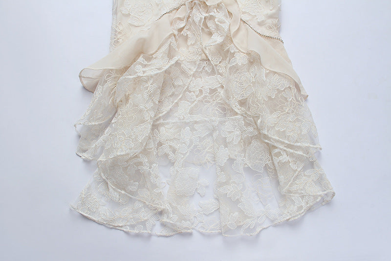 714893aeb50460c6c22b57b03e09e2a9.jpeg Fashionslee Women Alta Lace Ruffes Pearl Dress