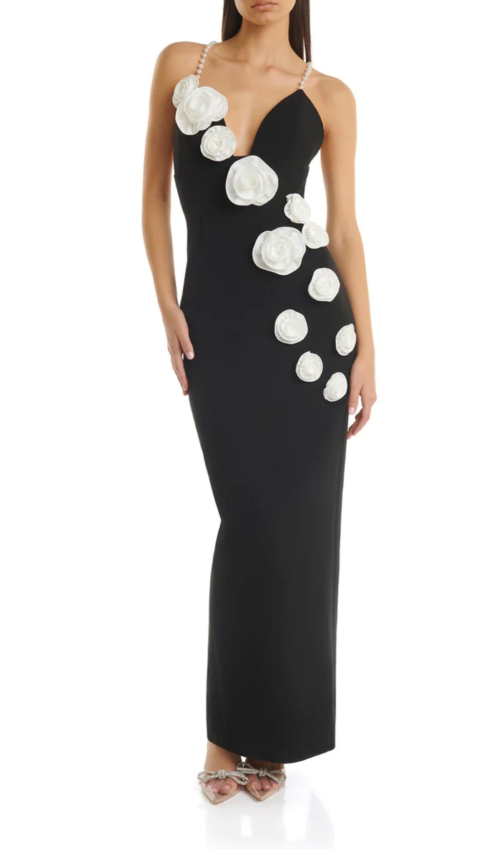 Fashionslee Women Alanna 3D Flowee Pearl Maxi Dress
