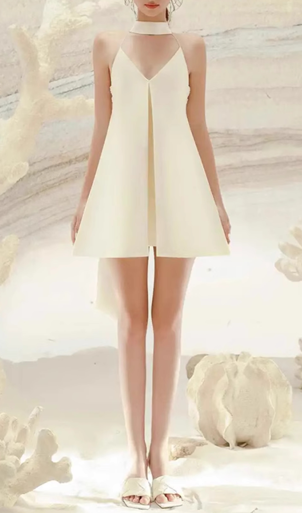 Fashionslee Women Elisa Halterneck Pearl Backless Mini Dress