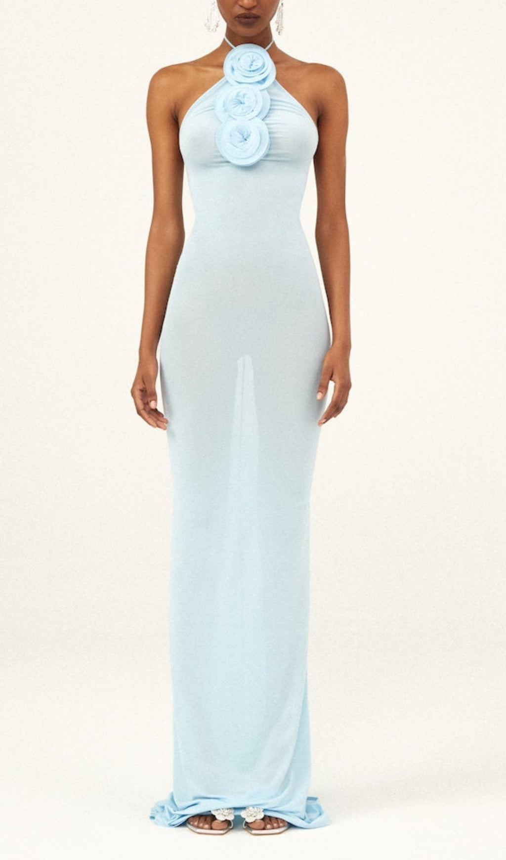 Fashionslee Women Neutrals Floral-Appliqué Strapless Gown Maxi Dress