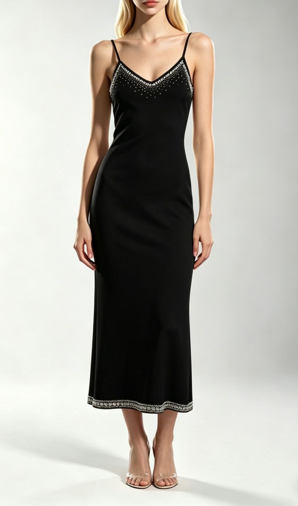 Fashionslee Women Kinsey Black Diamante Knit Cardigan & Midi Dress Set