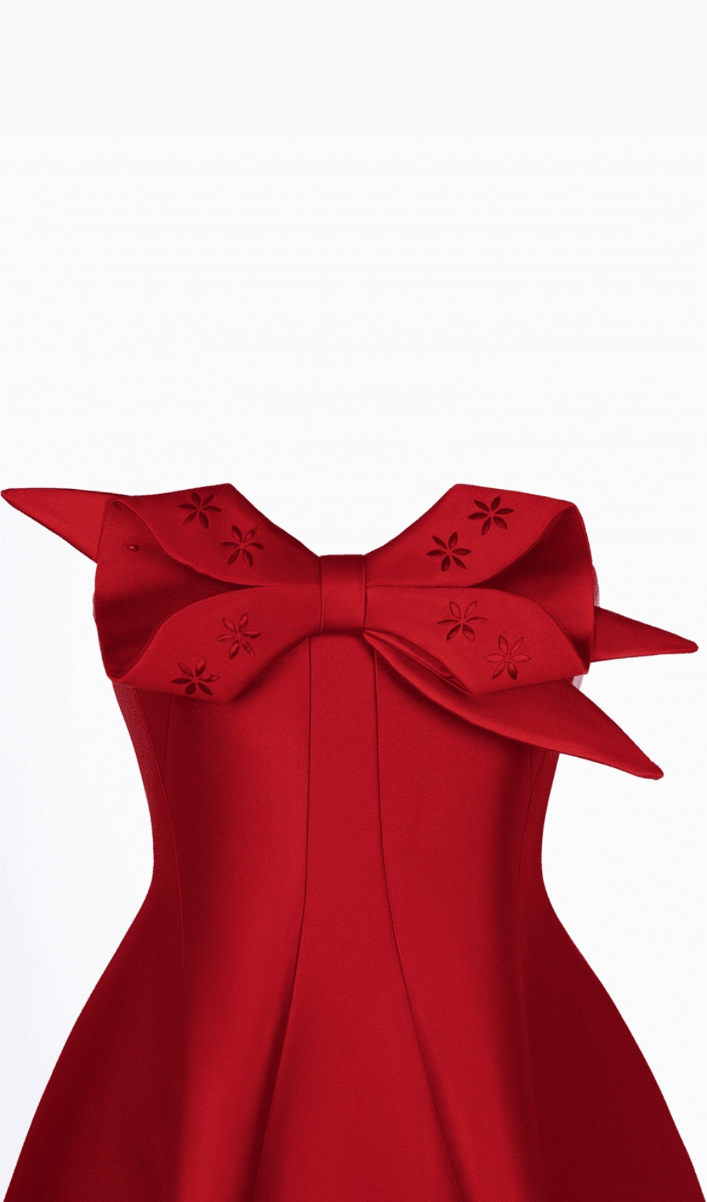 Fashionslee Women Avani Red Flared Semi-Heart Neck Taffeta Dress