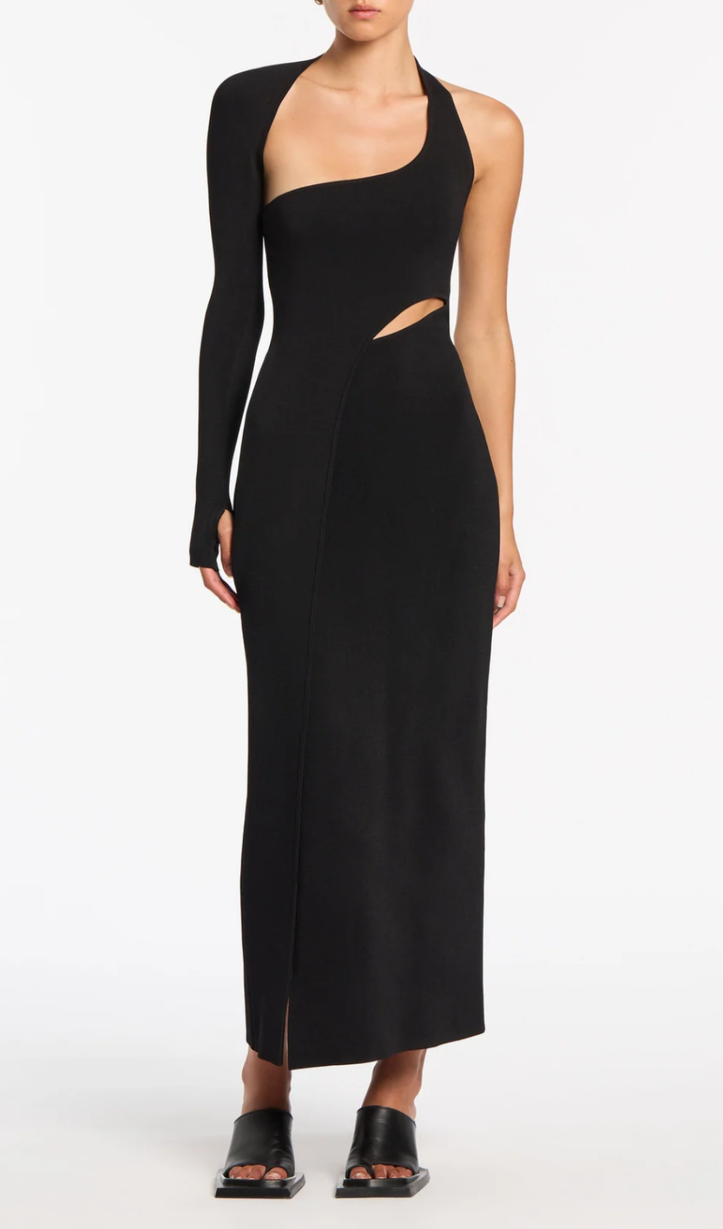 Fashionslee Women Aiyana Black One Shoulder Maxi Dress
