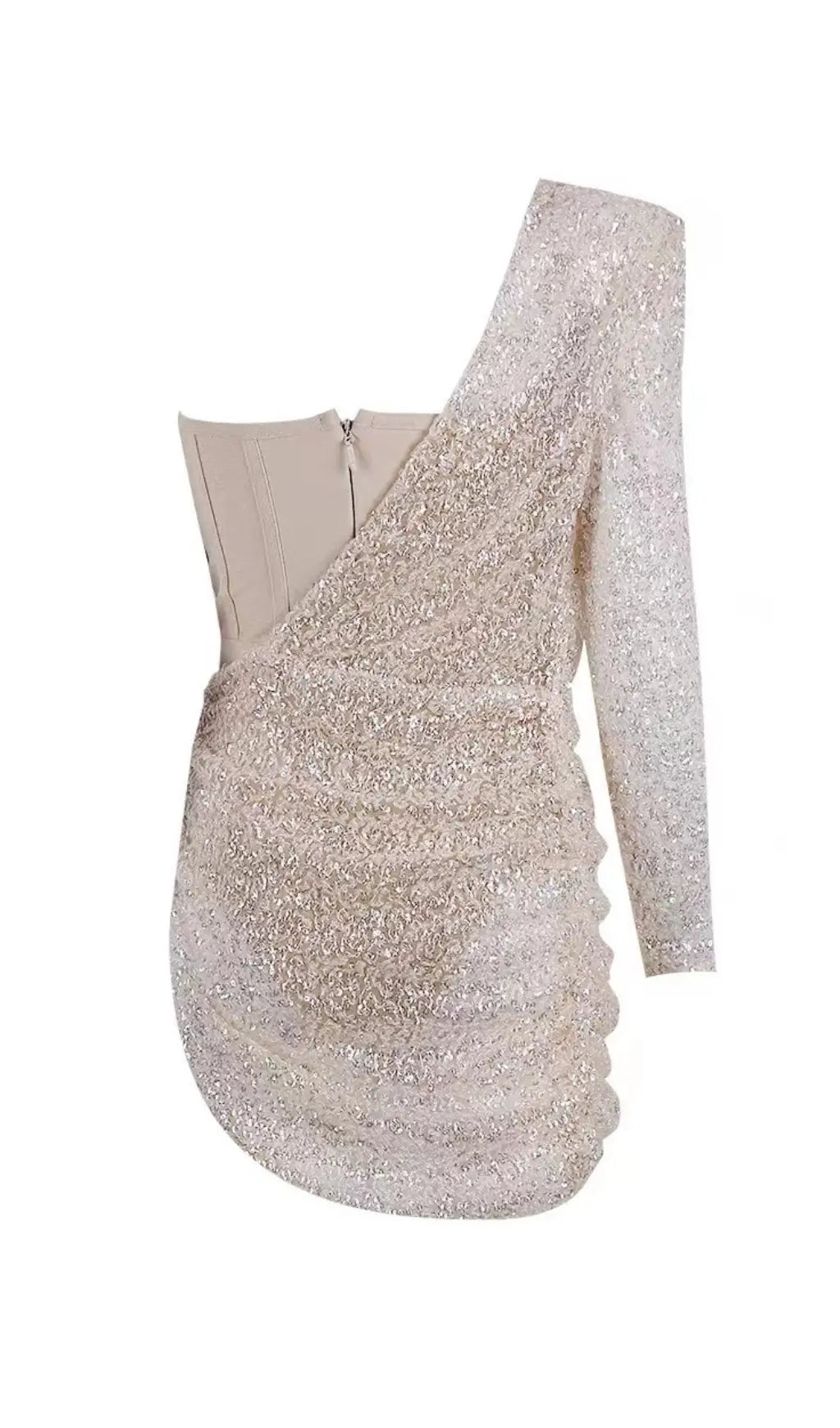 Fashionslee Women Khaki Shiny Sequin Bandage Mini Dress