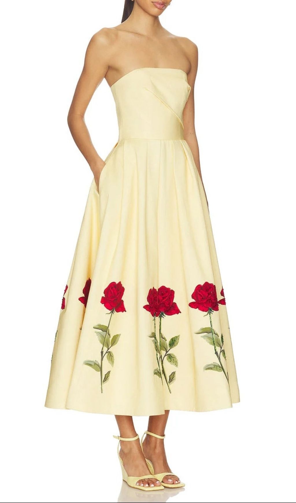 Fashionslee Women Leona Satin Floral Print Off-Shoulder Midi Dress