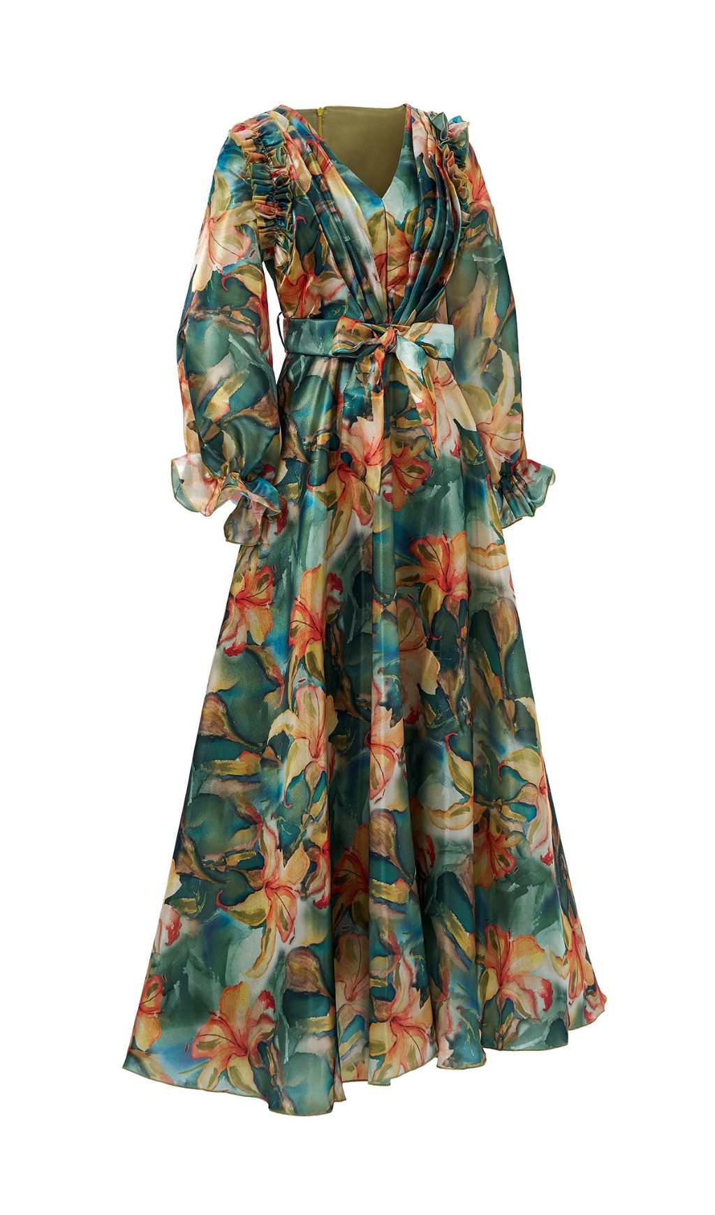 72258b9e6c7821d084bd6bf051e80932.jpg Fashionslee Women Fenicia Green Floral Printed Maxi Dress