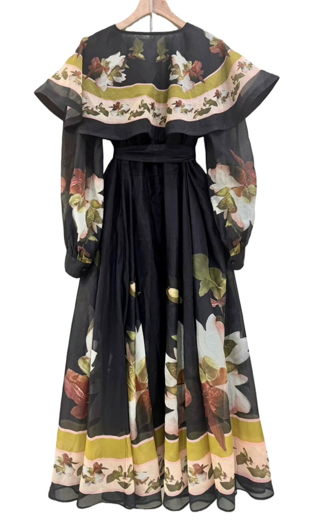 Fashionslee Women Helena Flower Printed Long Sleeve Maxi Dress