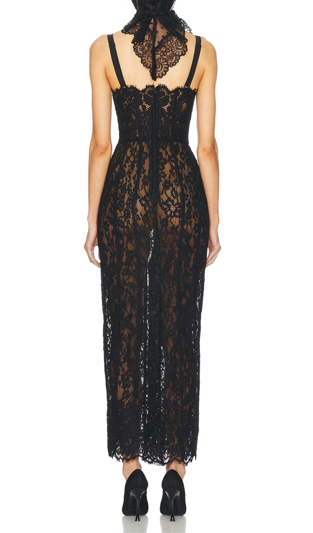 Fashionslee Women Elata Black Lace Maxi Dress