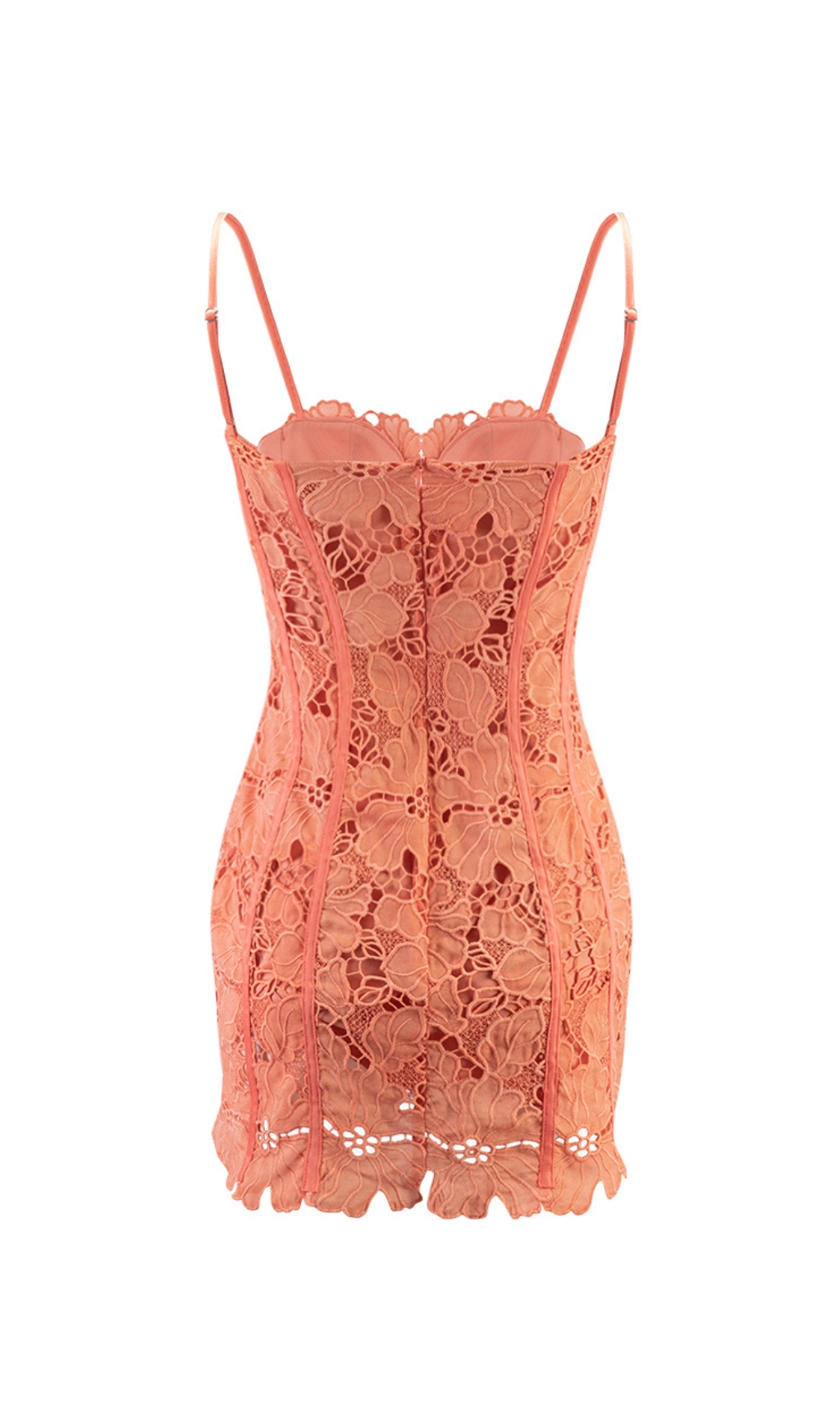 Fashionslee Women Bilge Orange Embroidered Floral Lace Mini Dress