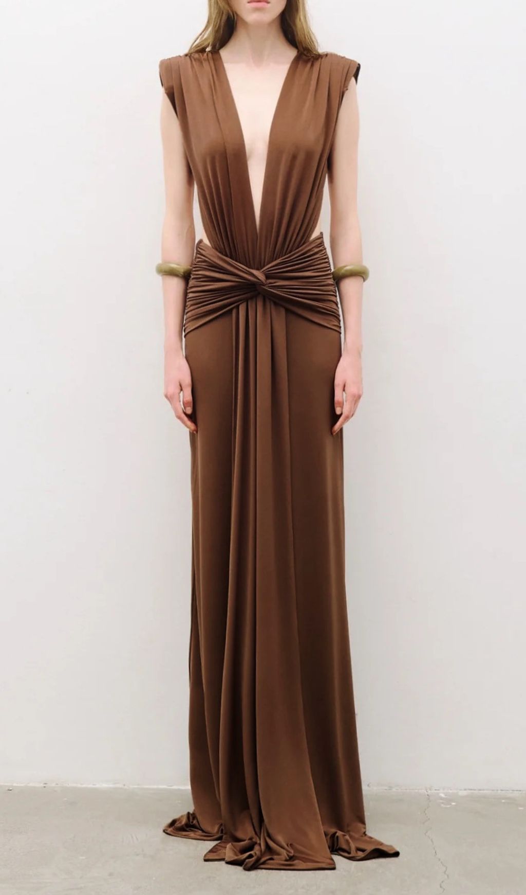 72a7ace26bb1207ea1ddb234499c720b.jpg Fashionslee Women Joselyn Coffee Deep V-Neck Maxi Dress