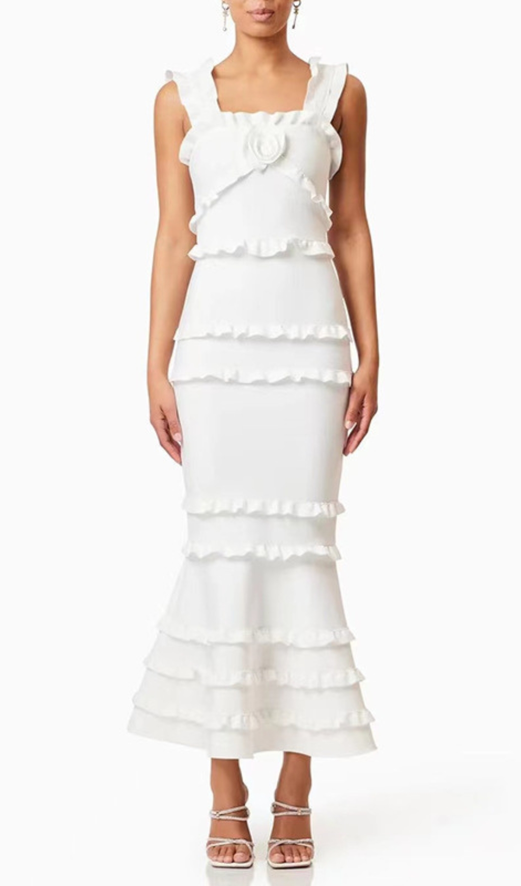 Fashionslee Women Duana White Flower Midi Dress