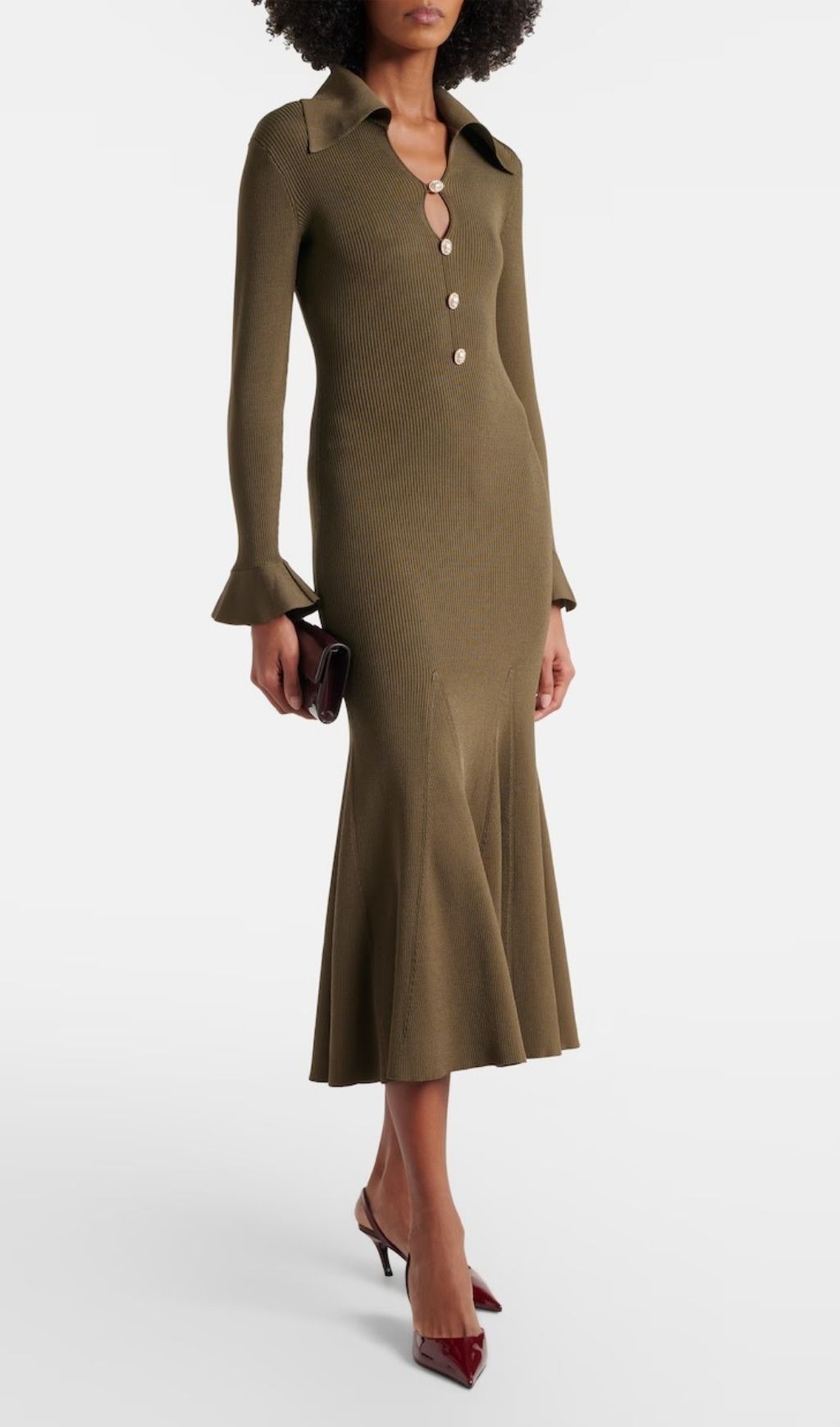 Fashionslee Women Ribbed-knit Midi Dress
