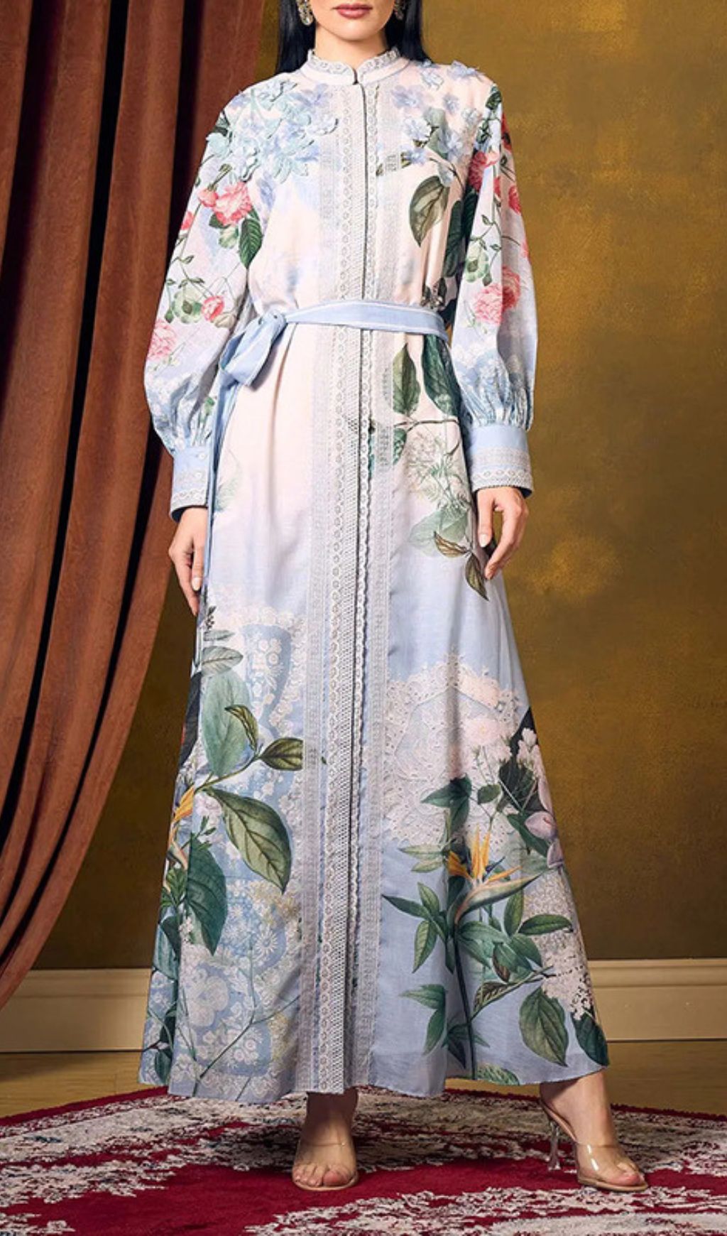 Fashionslee Women Inna Flower Printed Long Sleeve Maxi Dress