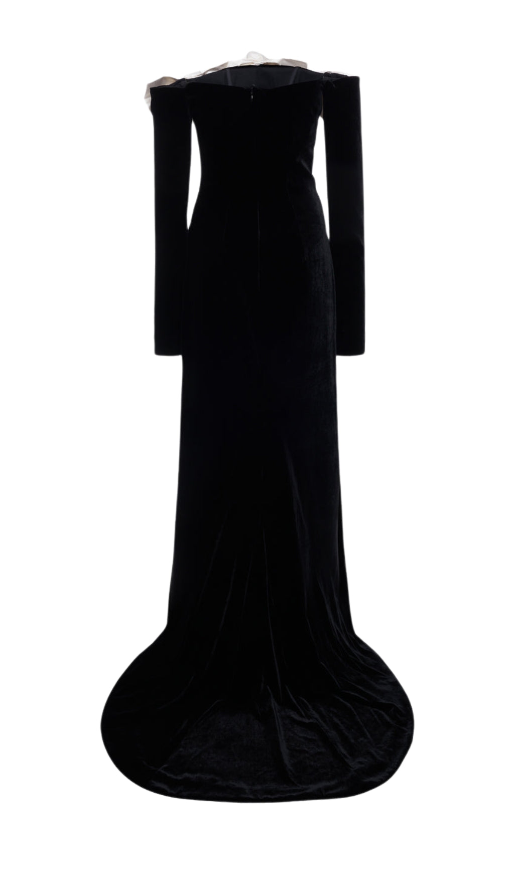 Fashionslee Women Binnie Black Bow Flower Velvet Maxi Dress
